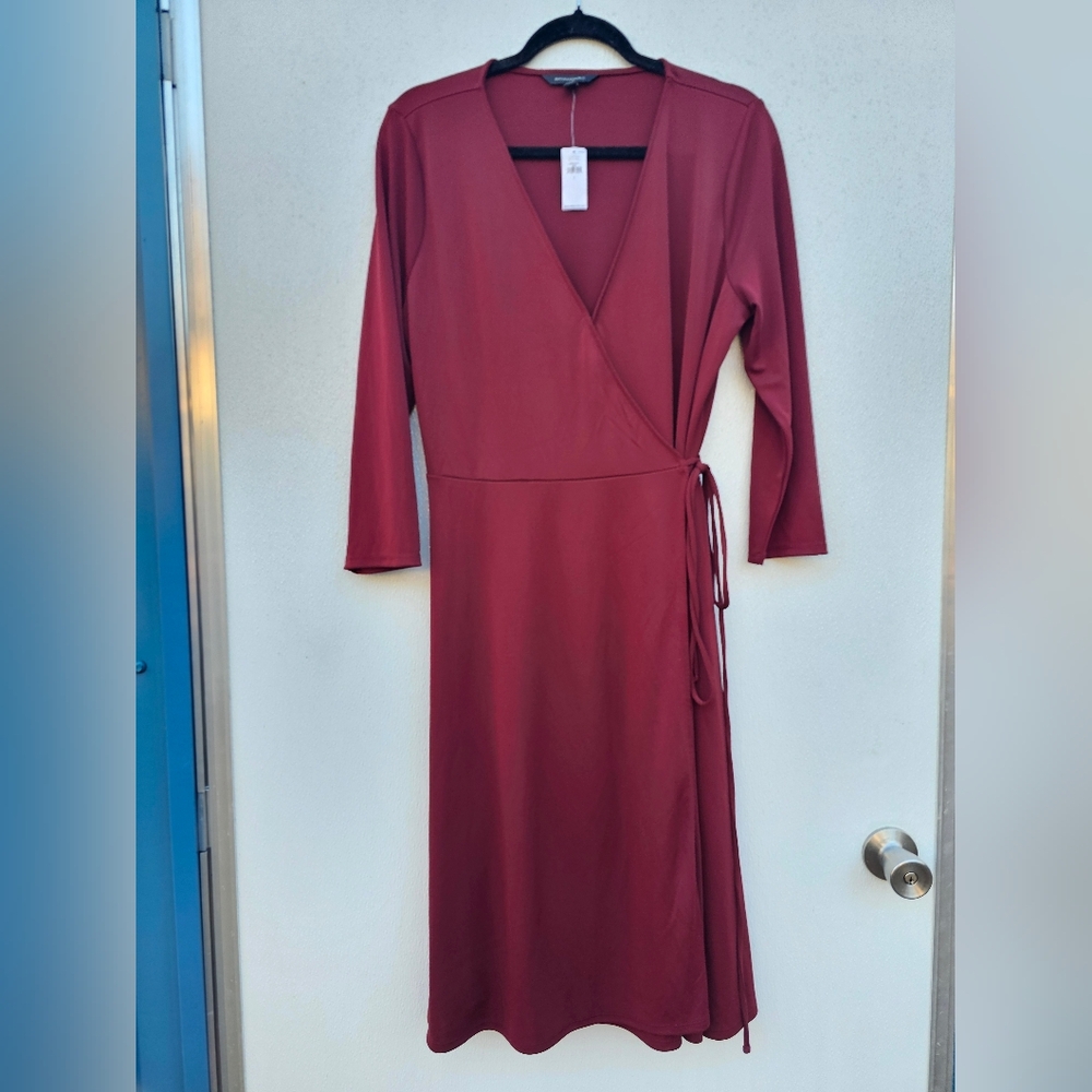 Classy Raspberry Red Wrap Dress - Picture 3 of 10